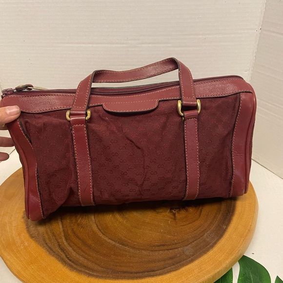Vintage Gucci Burgundy Micro G Canvas Boston Bag - Picture 6 of 15
